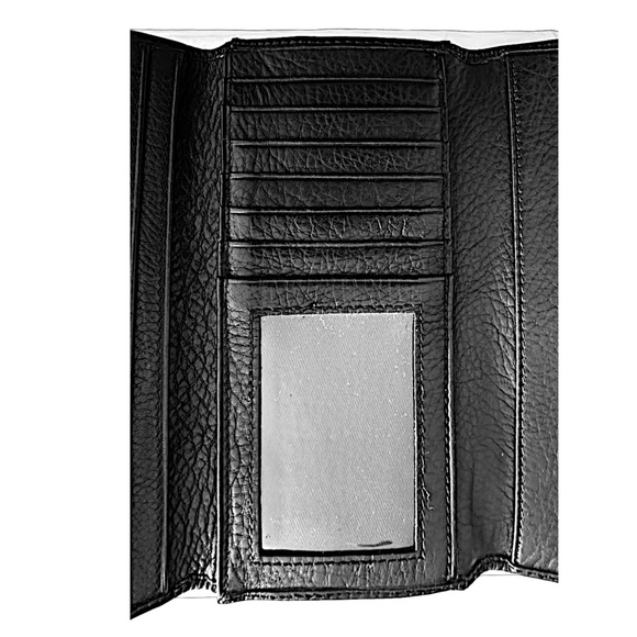 BANANA REPUBLIC Women’s Black Pebbled Leather Trifold Wallet - Picture 6 of 9